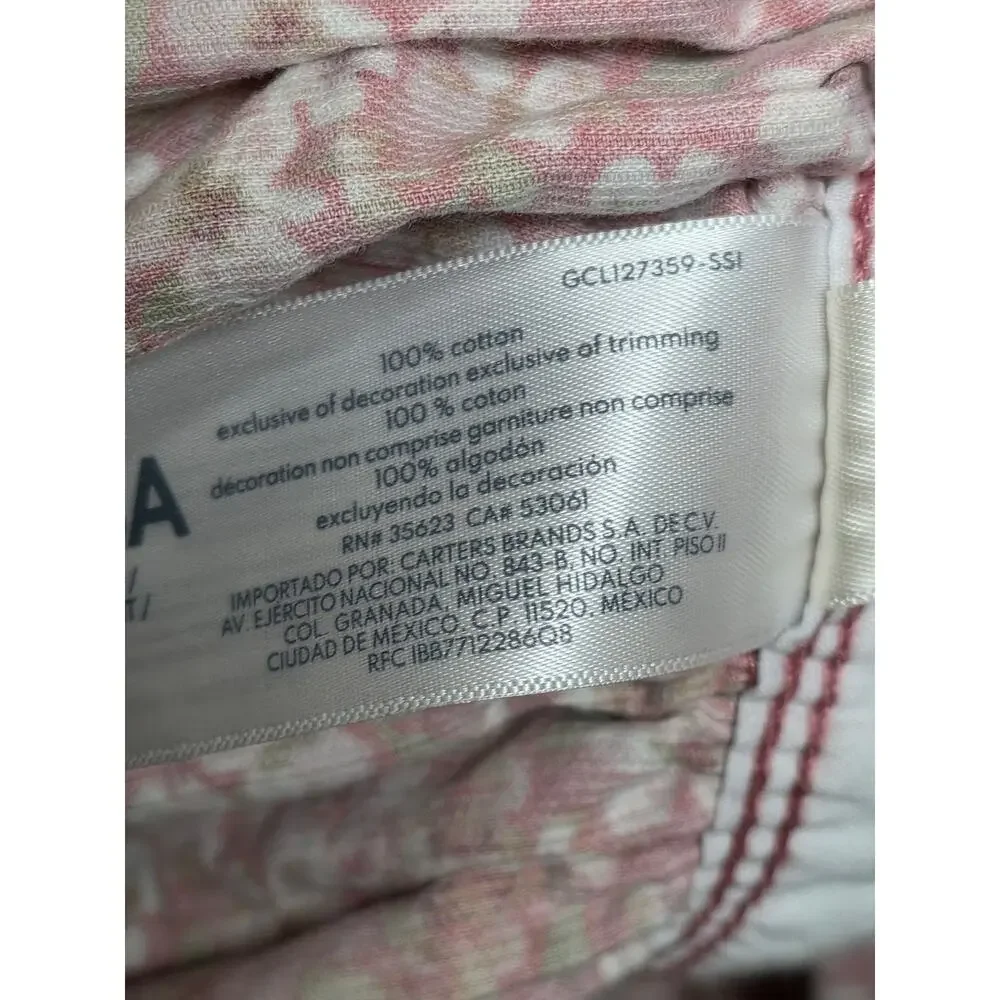 OshKosh Vestbak Girls Pink Floral Corduroy Overall Jumper Dress Size 4T